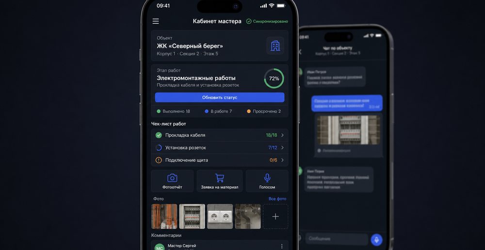 Интерфейс платформы подрядчика: объекты и статусы позиций спецификации
